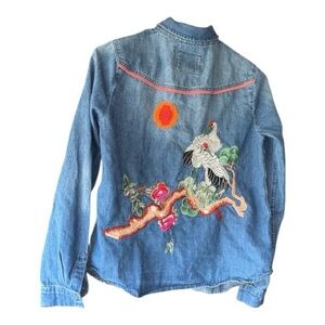 Anthropologie Denim embroidered blouse